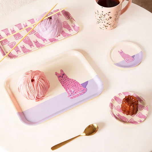 Kaffeetablett mit pinken Katzen All the ways to say
