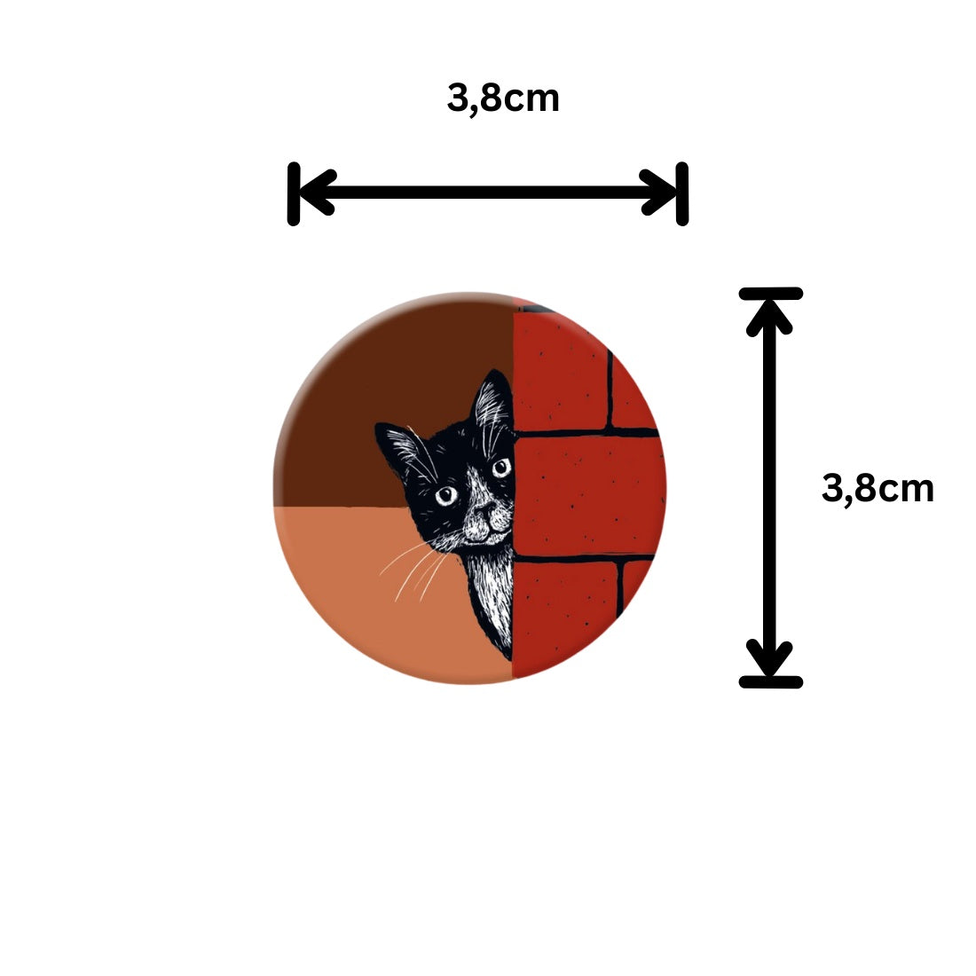 runder Magnet Katze hinter Backsteinwand Magnet