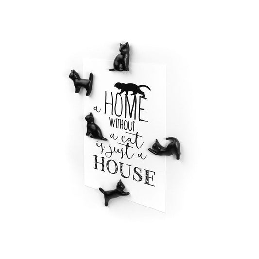 Katzen Magnete 5er Set Schwarz - Kühlschrankmagnete