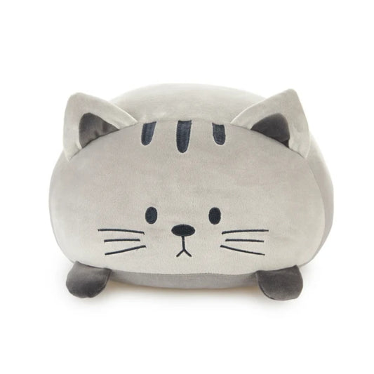 Graues Katzenkissen mit Ohren und Pfoten aus weichem Polyester