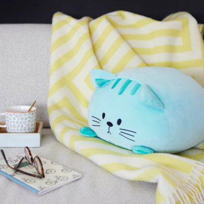 türkis Kuschelkissen in Katzenform
